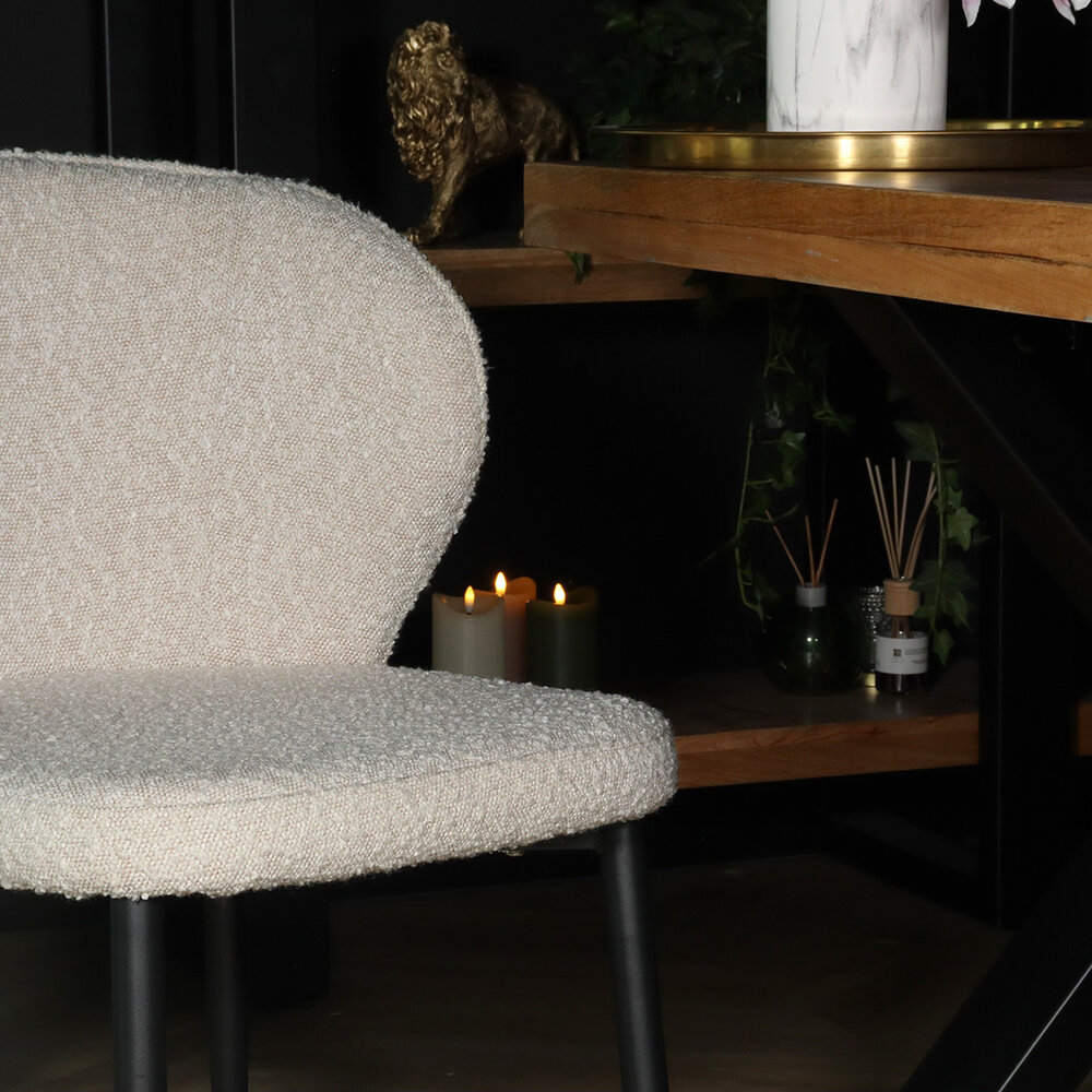 Chaise de salle à manger Coco en velours côtelé blanc Chaise de salle à manger Coco en velours côtelé blanc