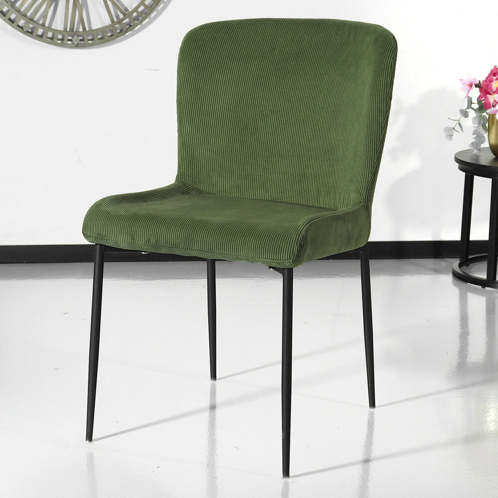 Chaise de salle à manger Maxime en velours côtelé vert