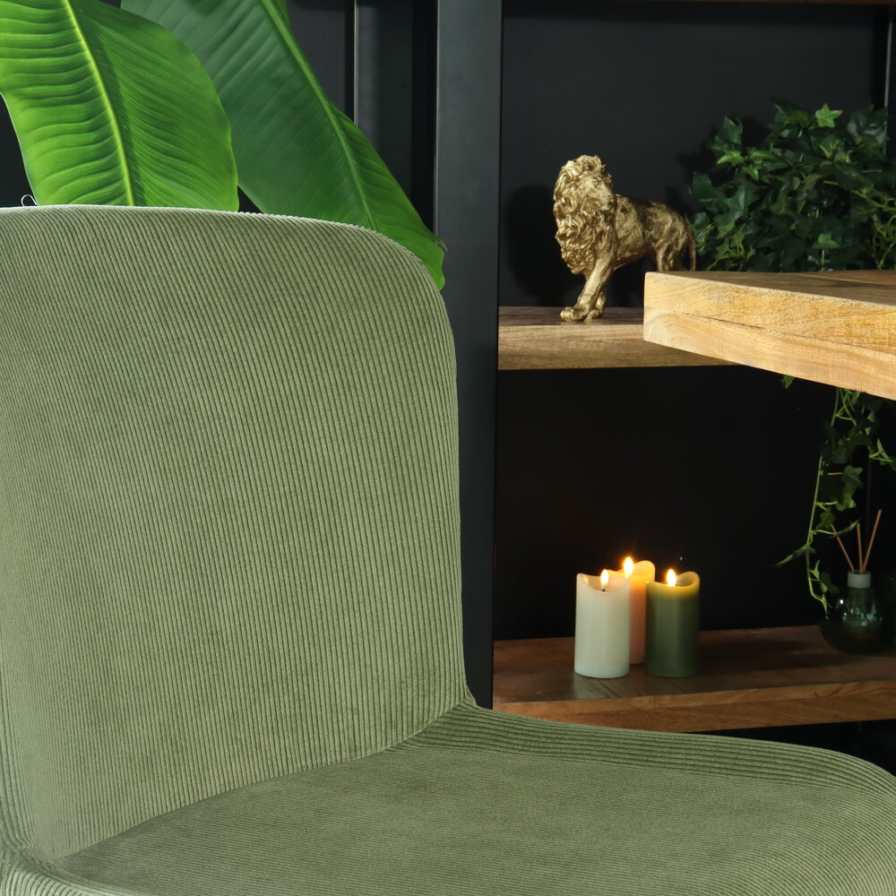 Chaise de salle à manger Maxime en velours côtelé vert