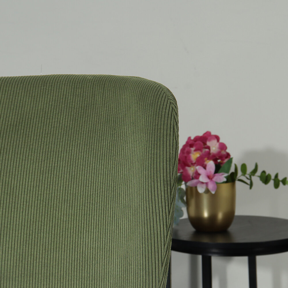 Chaise de salle à manger Maxime en velours côtelé vert