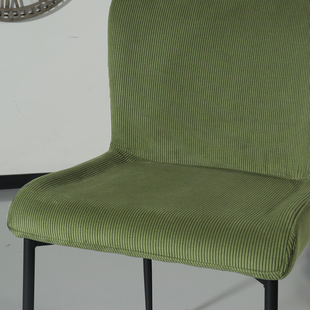 Chaise de salle à manger Maxime en velours côtelé vert