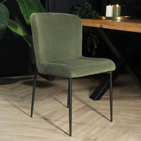 Lizzely Garden & Living Chaise de salle à manger Maxime en velours côtelé vert