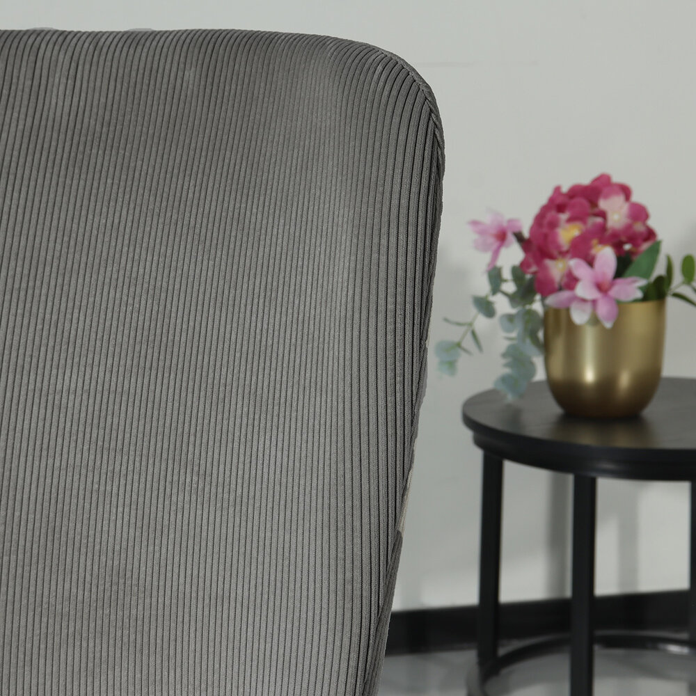 Chaise de salle à manger Maxime en velours côtelé gris