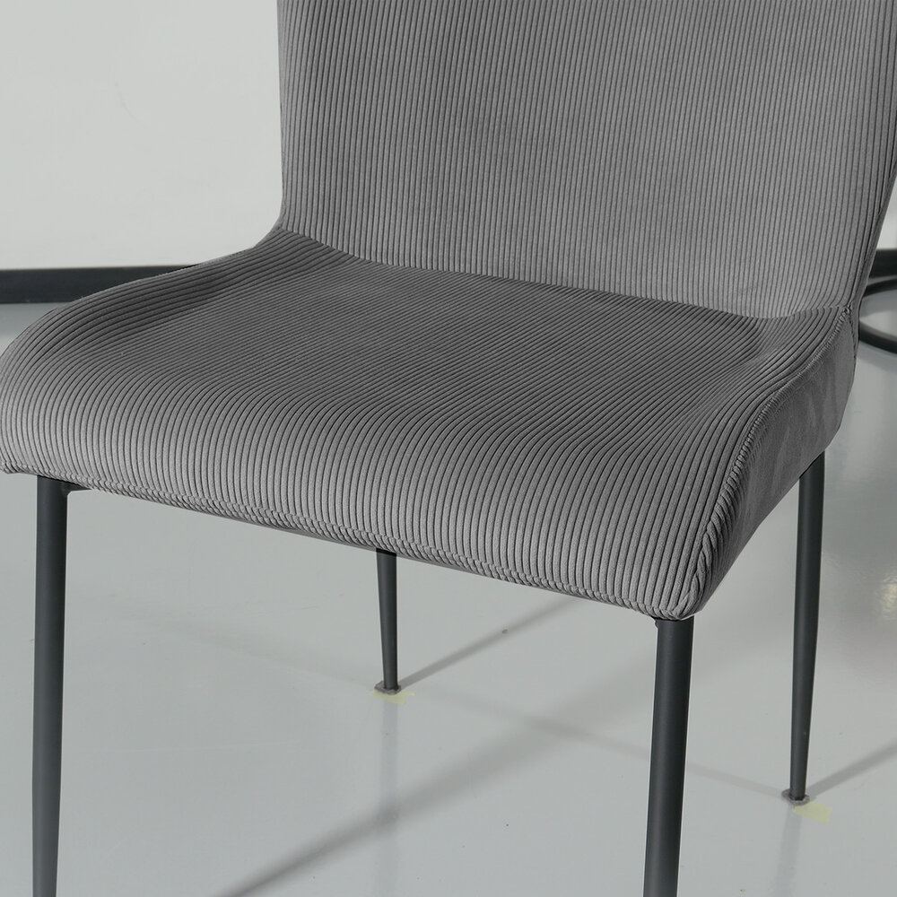 Chaise de salle à manger Maxime en velours côtelé gris