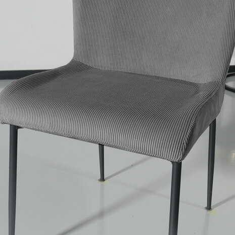 Lizzely Garden & Living Chaise de salle à manger Maxime en velours côtelé gris