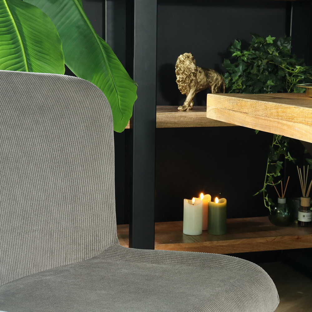 Chaise de salle à manger Maxime en velours côtelé gris