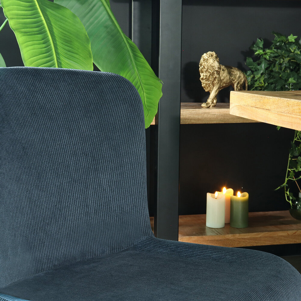 Chaise de salle à manger Maxime en velours côtelé bleu foncé