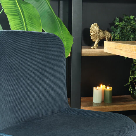 Lizzely Garden & Living Chaise de salle à manger Maxime en velours côtelé bleu foncé