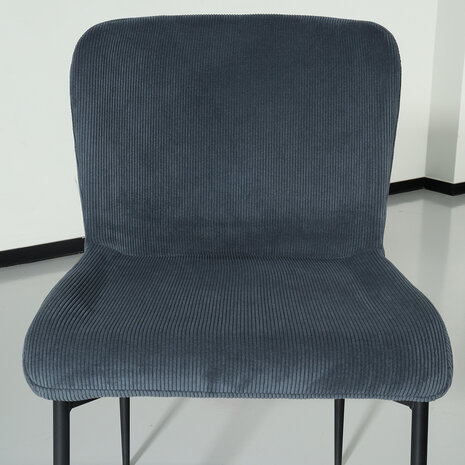 Lizzely Garden & Living Chaise de salle à manger Maxime en velours côtelé bleu foncé
