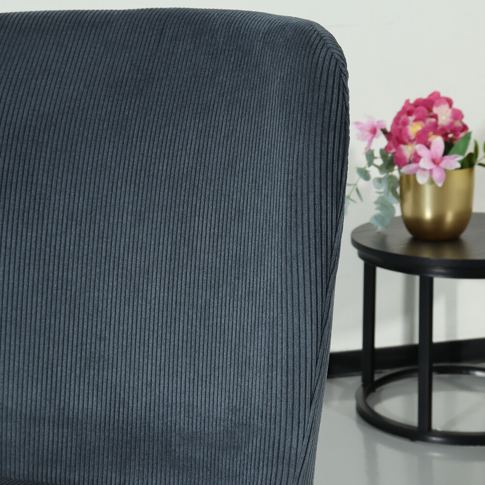 Chaise de salle à manger Maxime en velours côtelé bleu foncé