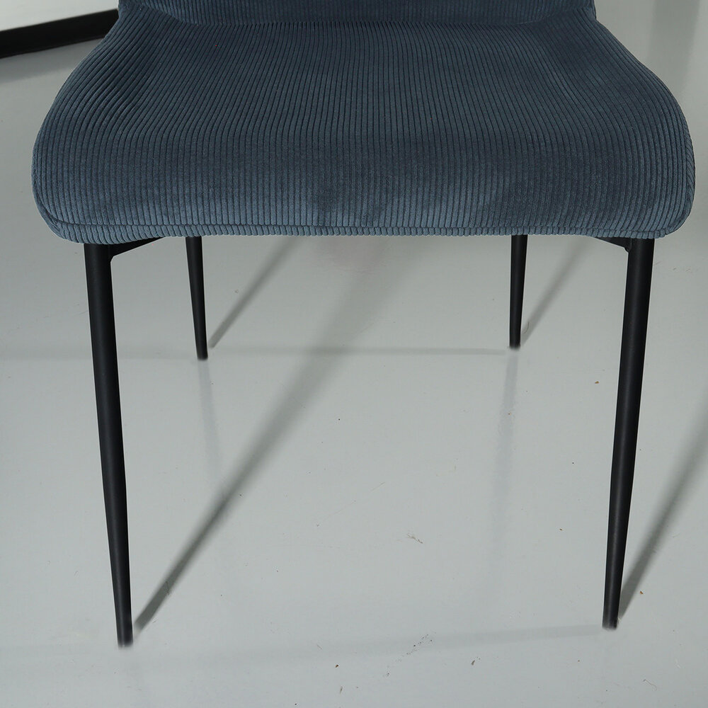 Chaise de salle à manger Maxime en velours côtelé bleu foncé