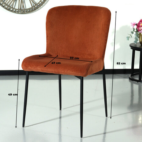 Lizzely Garden & Living Chaise de salle à manger Maxime en velours côtelé marron