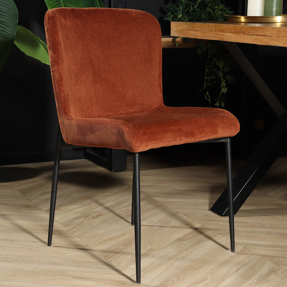 Chaise de salle à manger Maxime en velours côtelé marron