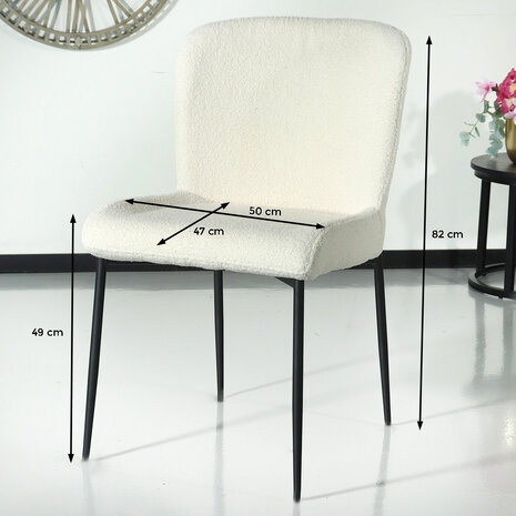 Lizzely Garden & Living Chaise de salle à manger Maxime blanc en tissu teddy