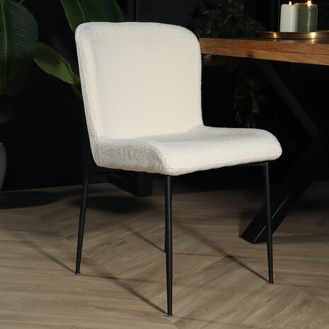 Lizzely Garden & Living Chaise de salle à manger Maxime blanc en tissu teddy