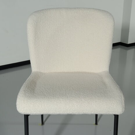 Lizzely Garden & Living Chaise de salle à manger Maxime blanc en tissu teddy