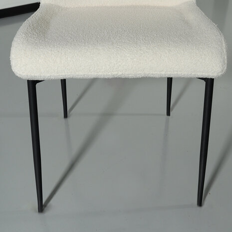 Lizzely Garden & Living Chaise de salle à manger Maxime blanc en tissu teddy