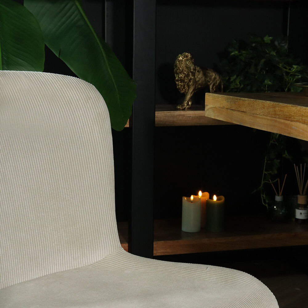 Chaise de salle à manger Maxime beige en tissu teddy