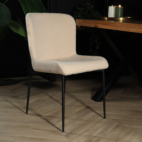 Lizzely Garden & Living Chaise de salle à manger Maxime beige en tissu teddy