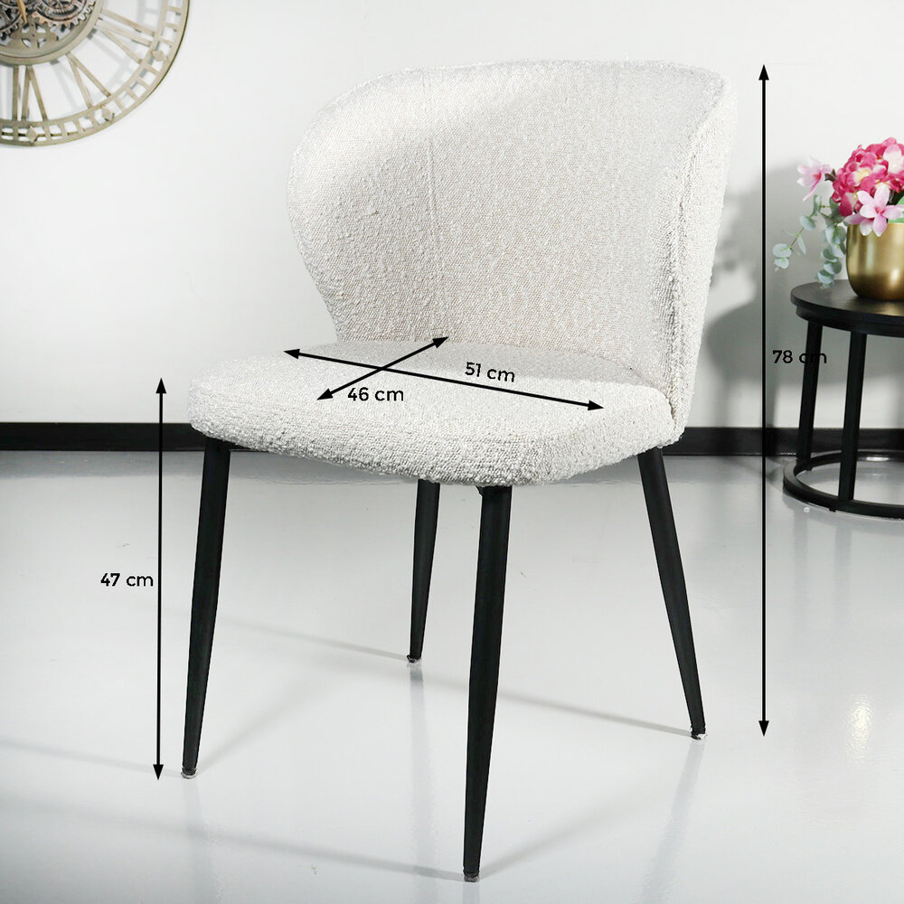 Chaise de salle à manger Coco en velours côtelé blanc Chaise de salle à manger Coco en velours côtelé blanc