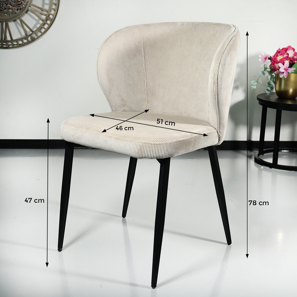 Chaise de salle à manger Coco en velours côtelé sable Chaise de salle à manger Coco en velours côtelé sable