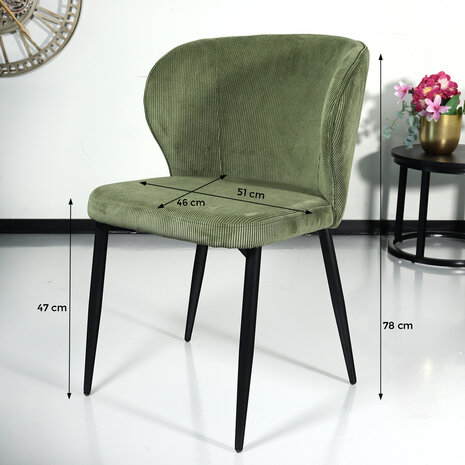 Lizzely Garden & Living Chaise de salle à manger Coco en velours côtelé vert foncé Lizzely Garden & Living Chaise de salle à manger Coco en velours côtelé vert foncé