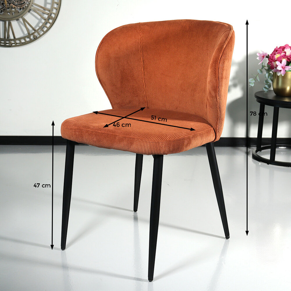 Chaise de salle à manger Coco en velours côtelé marron