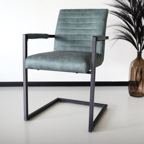 Lizzely Garden & Living Chaise de salle à manger avec accoudoir vert Noor design