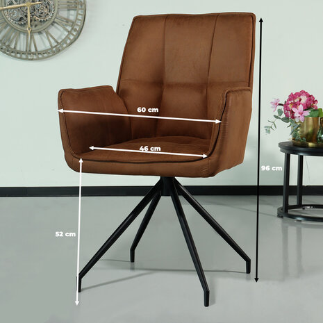 Lizzely Garden & Living Chaise de salle à manger avec accoudoir Bowie cognac industriel