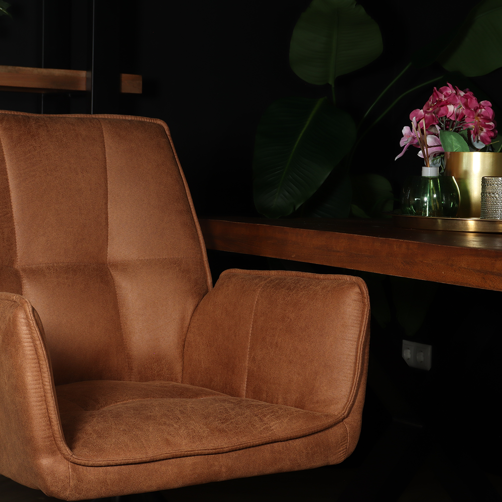 Chaise de salle à manger avec accoudoir Bowie cognac industriel