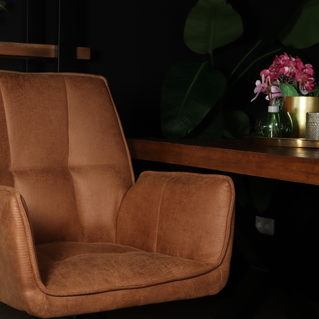 Lizzely Garden & Living Chaise de salle à manger avec accoudoir Bowie cognac industriel