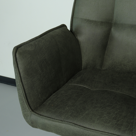 Lizzely Garden & Living Chaise de salle à manger avec accoudoir Bowie vert foncé industriel