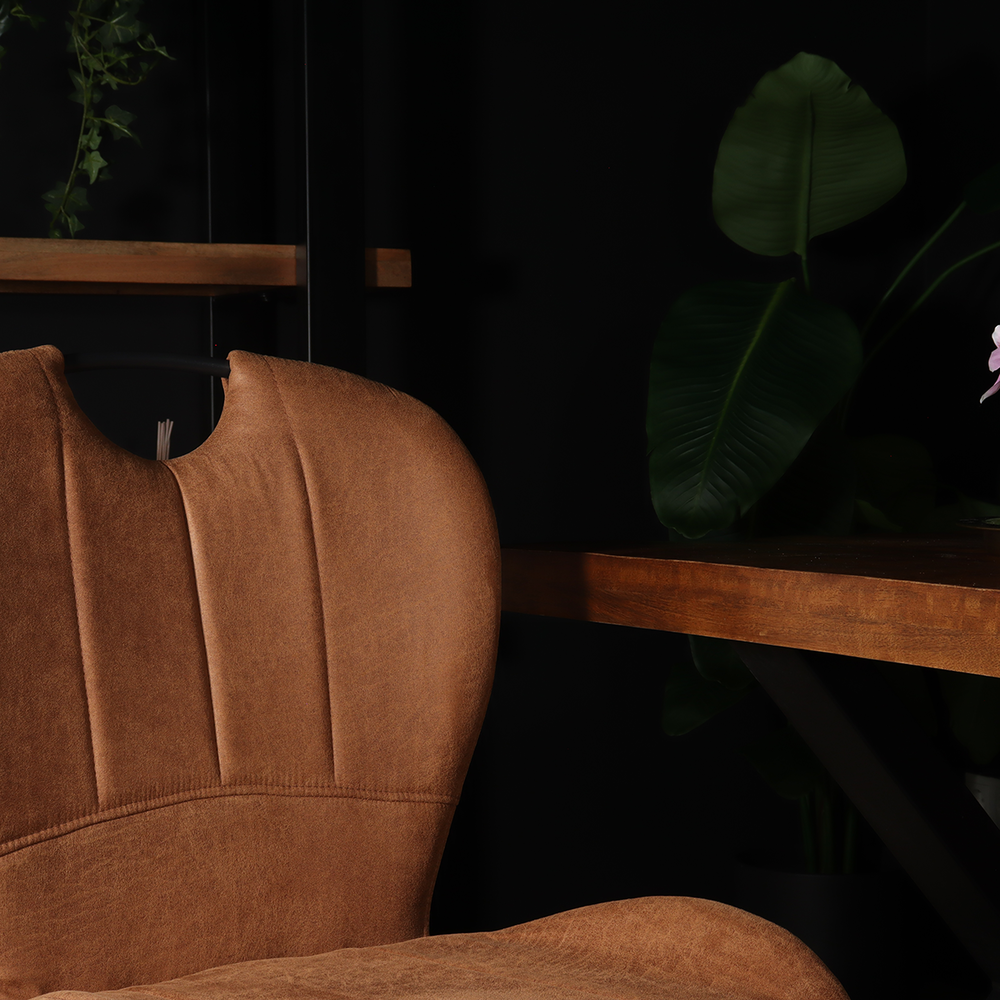 Chaise de salle à manger Yara avec poignée cognac industriel Chaise de salle à manger Yara avec poignée cognac industriel