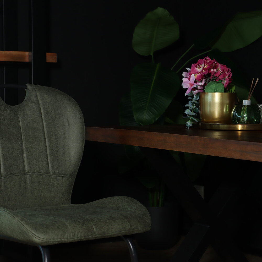 Chaise de salle à manger Yara avec poignée vert foncé industriel