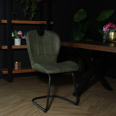 Lizzely Garden & Living Chaise de salle à manger Yara avec poignée vert foncé industriel