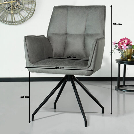 Lizzely Garden & Living Chaise de salle à manger avec accoudoir Bowie anthracite industriel Lizzely Garden & Living Chaise de salle à manger avec accoudoir Bowie anthracite industriel