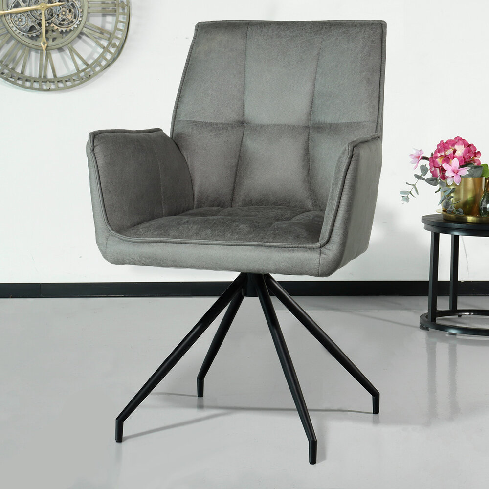Chaise de salle à manger avec accoudoir Bowie anthracite industriel Chaise de salle à manger avec accoudoir Bowie anthracite industriel