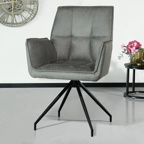 Lizzely Garden & Living Chaise de salle à manger avec accoudoir Bowie anthracite industriel Lizzely Garden & Living Chaise de salle à manger avec accoudoir Bowie anthracite industriel