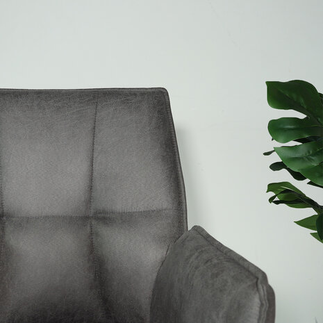 Lizzely Garden & Living Chaise de salle à manger avec accoudoir Bowie anthracite industriel Lizzely Garden & Living Chaise de salle à manger avec accoudoir Bowie anthracite industriel