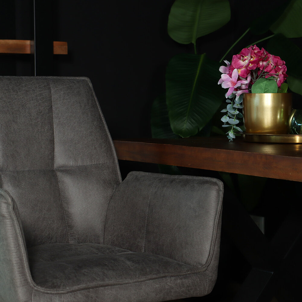 Chaise de salle à manger avec accoudoir Bowie anthracite industriel Chaise de salle à manger avec accoudoir Bowie anthracite industriel