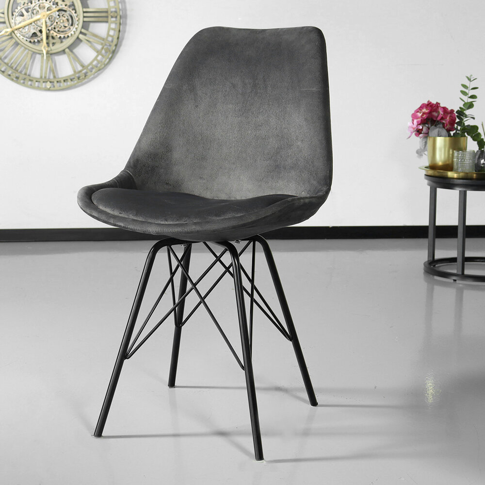 Chaise de salle à manger Viga velours anthracite