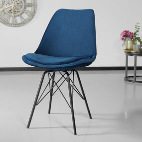 Lizzely Garden & Living Chaise de salle à manger Viga velours bleu foncé