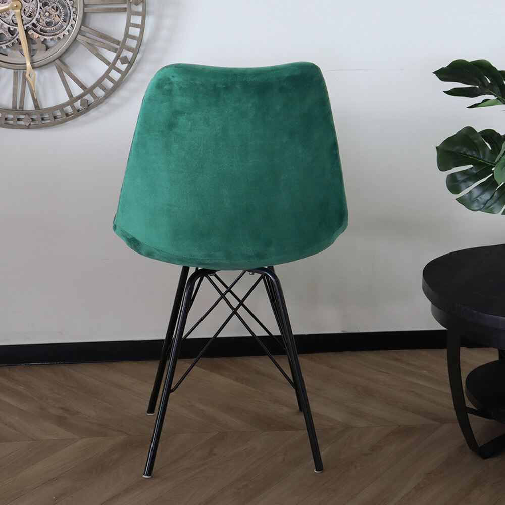 Chaise de salle à manger Viga velours vert foncé