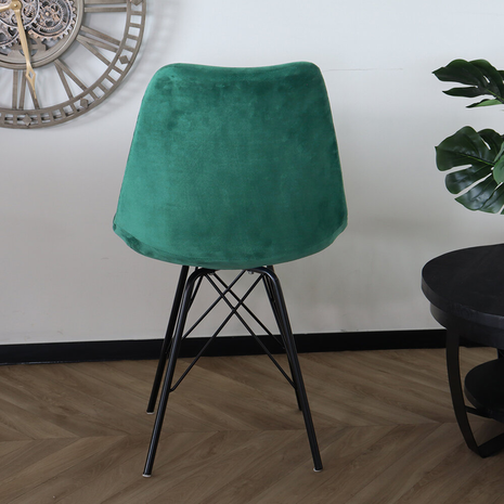 Lizzely Garden & Living Chaise de salle à manger Viga velours vert foncé