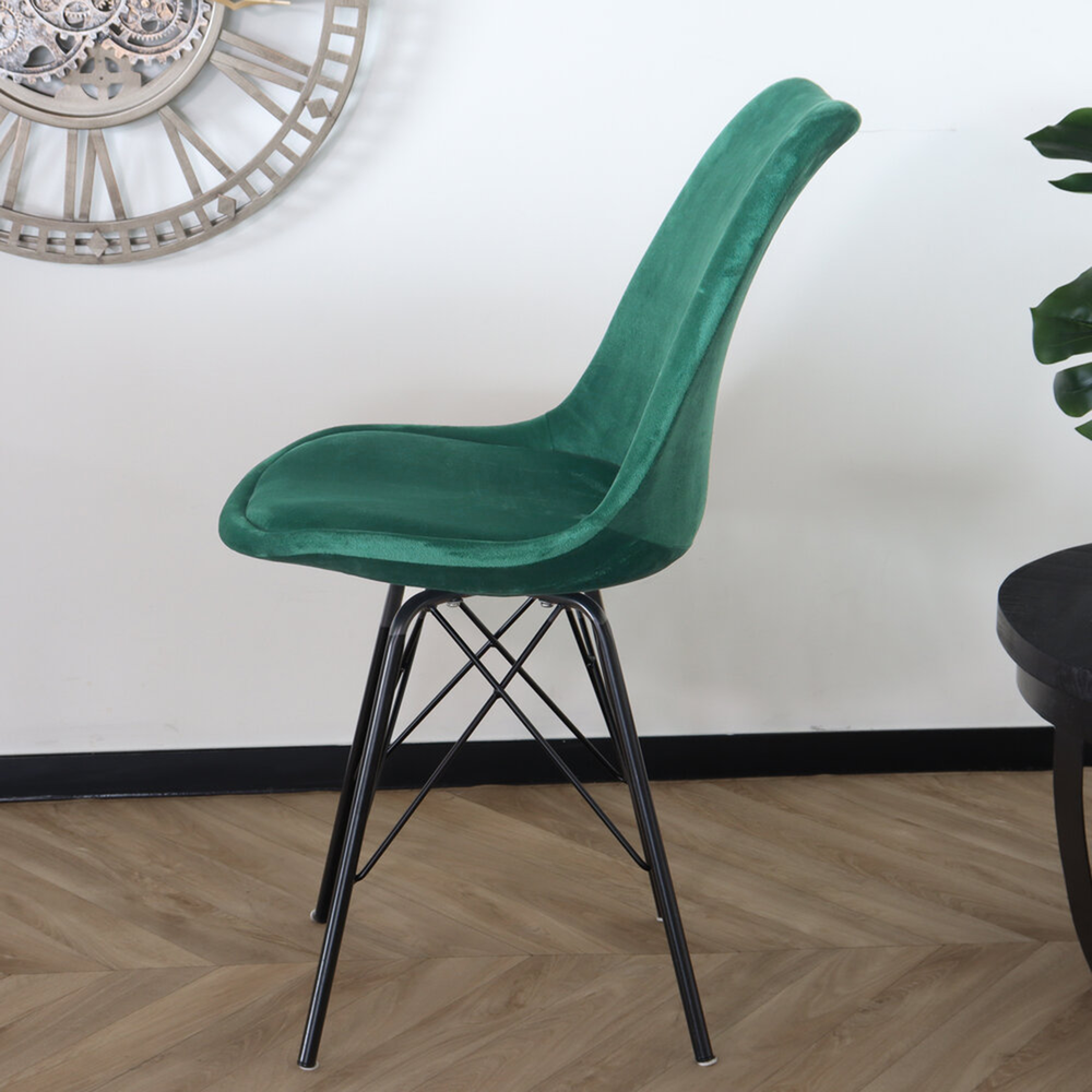 Chaise de salle à manger Viga velours vert foncé