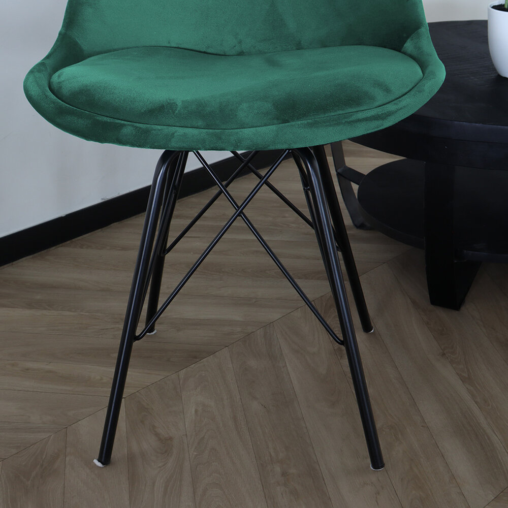 Chaise de salle à manger Viga velours vert foncé