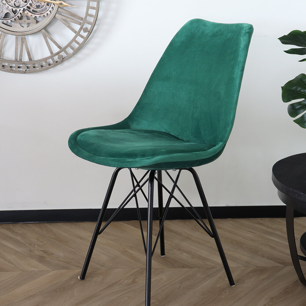 Chaise de salle à manger Viga velours vert foncé