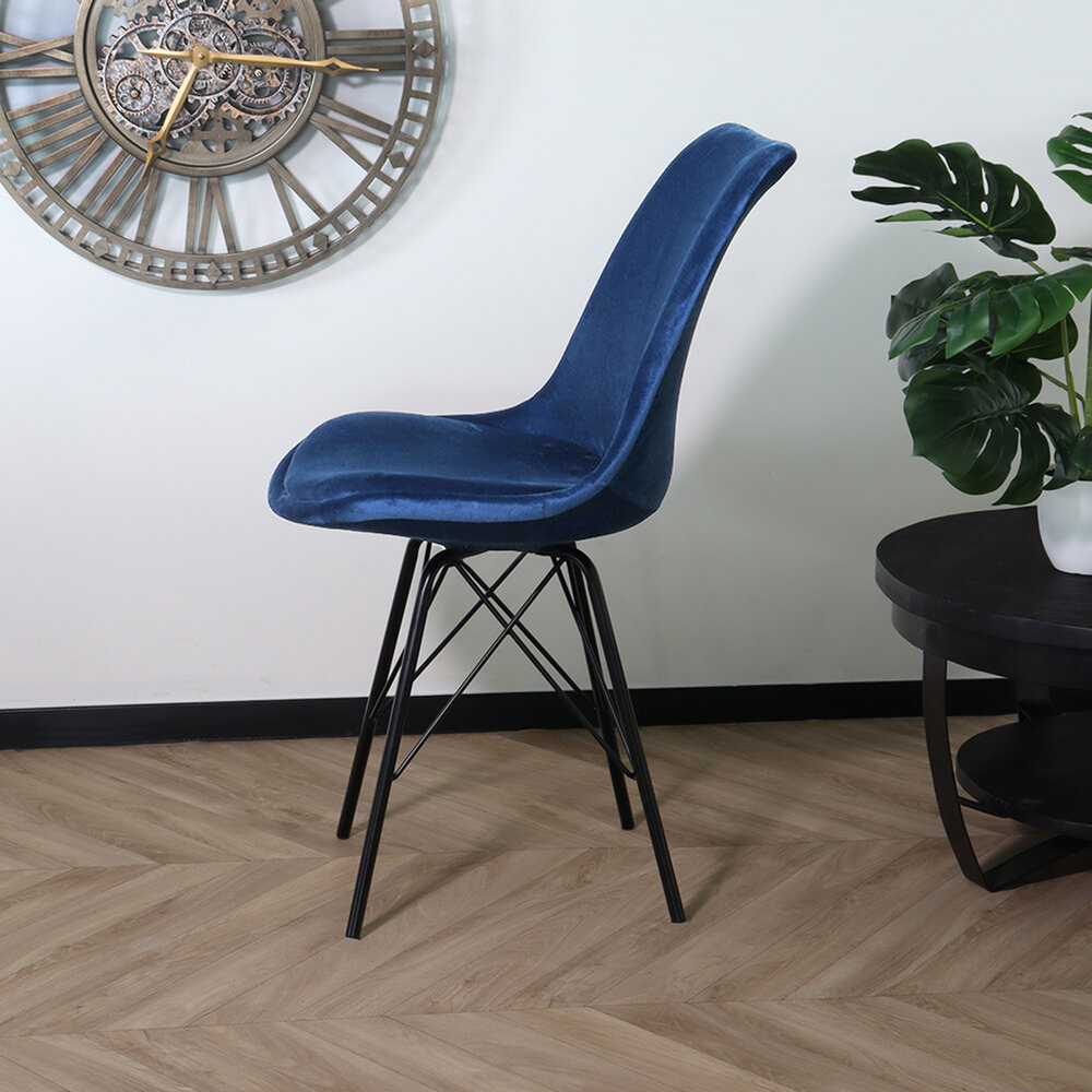 Chaise de salle à manger Viga velours bleu foncé