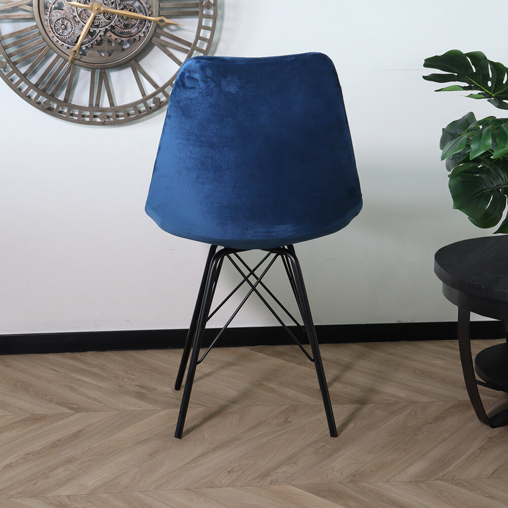 Chaise de salle à manger Viga velours bleu foncé