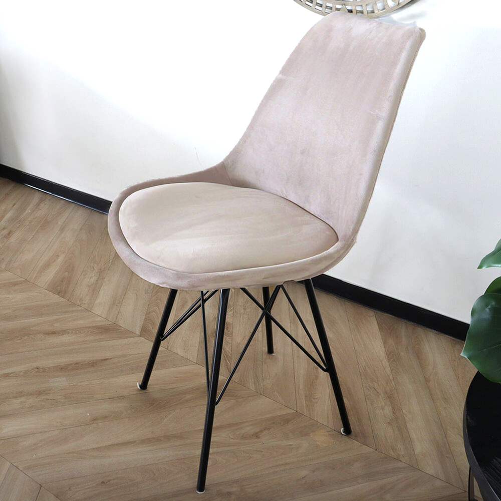 Chaise de salle à manger Viga velours sable